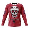 NFL Houston Texans Custom Name Number Kits For Dia De Muertos Sweatshirt
