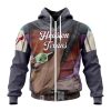 NFL Houston Texans Custom Name Number Mandalorian And Baby Yoda Zip Up Hoodie