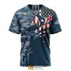 NFL Houston Texans Custom Name Number Navy Skull Camo Veteran T-Shirt