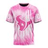 NFL Houston Texans Custom Name Number Pink Tie-Dye T-Shirt
