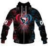 NFL Houston Texans Custom Name Number Rose Dragon Zip Up Hoodie