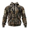 NFL Houston Texans Custom Name Number Special Hunting Camo Zip Up Hoodie