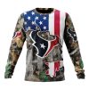 NFL Houston Texans Custom Name Number USA Flag Camo Realtree Sweatshirt
