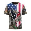 NFL Houston Texans Custom Name Number USA Flag Camo Realtree T-Shirt