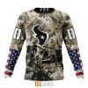 NFL Houston Texans Custom Name Number Veteran Salute To Service Sweatshirt
