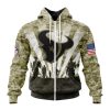 NFL Houston Texans Custom Name Number Veterans And Families Zip Up Hoodie