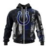 NFL Indianapolis Colts Custom Name Number Classic Grunge American Flag Zip Up Hoodie