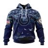 NFL Indianapolis Colts Custom Name Number Honor US Navy Veterans Pullover Hoodie