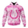NFL Indianapolis Colts Custom Name Number Pink Tie-Dye Zip Up Hoodie