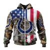 NFL Indianapolis Colts Custom Name Number USA Flag Camo Realtree Zip Up Hoodie