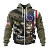 NFL Indianapolis Colts Custom Name Number Veterans Kneeling Soldier Zip Up Hoodie