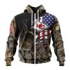 NFL Kansas City Chiefs Custom Name Number Camo Realtree Hunting Zip Up Hoodie