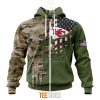 NFL Kansas City Chiefs Custom Name Number Green Camo US Military Zip Up Hoodie