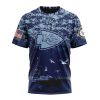 NFL Kansas City Chiefs Custom Name Number Honor US Navy Veterans T-Shirt