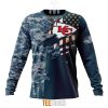 NFL Kansas City Chiefs Custom Name Number Navy Skull Camo Veteran Sweatshirt