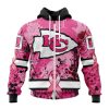 NFL Kansas City Chiefs Custom Name Number Pink Breast Cancer Zip Up Hoodie
