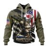 NFL Kansas City Chiefs Custom Name Number Veterans Kneeling Soldier Pullover Hoodie