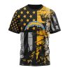 NFL Los Angeles Chargers Custom Name Number Classic Grunge American Flag T-Shirt