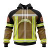 NFL Los Angeles Chargers Custom Name Number Firefighter Uniform Zip Up Hoodie