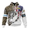 NFL Los Angeles Chargers Custom Name Number Fishing With Flag Of USA Zip Up Hoodie