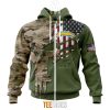 NFL Los Angeles Chargers Custom Name Number Green Camo US Military Zip Up Hoodie