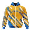 NFL Los Angeles Chargers Custom Name Number MotoCross Concept Zip Up Hoodie