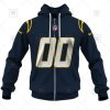 NFL Los Angeles Chargers Custom Name Number Navy Alternate Jersey Zip Up Hoodie