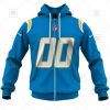NFL Los Angeles Chargers Custom Name Number Powder Blue Home Jersey Zip Up Hoodie