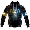 NFL Los Angeles Chargers Custom Name Number Rose Dragon Zip Up Hoodie
