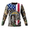 NFL Los Angeles Chargers Custom Name Number USA Flag Camo Realtree Sweatshirt