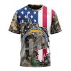 NFL Los Angeles Chargers Custom Name Number USA Flag Camo Realtree T-Shirt