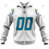 NFL Los Angeles Chargers Custom Name Number White Road Jersey Zip Up Hoodie