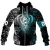 NFL Miami Dolphins Custom Name Number Rose Dragon Zip Up Hoodie