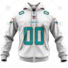 NFL Miami Dolphins Custom Name Number White Road Jersey Zip Up Hoodie