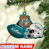 NFL Miami Dolphins Custom Name Rugby Ball Helmet Custom Shaped Ornament
