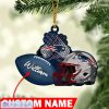 NFL New England Patriots Custom Name Rugby Ball Helmet Custom Shaped Ornament