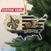 NFL New Orleans Saints Custom Name Flag Map US Custom Shaped Ornament