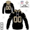 NFL New Orleans Saints Custom Name Number Black Home Jersey Pullover Hoodie