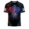 NFL New York Giants Custom Name Number Rose Dragon T-Shirt