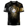 NFL Pittsburgh Steelers Custom Name Number Rose Dragon T-Shirt