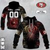 NFL San Francisco 49ers Custom Name Number Rose Dragon Pullover Hoodie