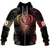 NFL San Francisco 49ers Custom Name Number Rose Dragon Zip Up Hoodie