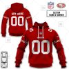 NFL San Francisco 49ers Custom Name Number Scarlet Home Jersey Pullover Hoodie