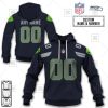 NFL Seattle Seahawks Custom Name Number Navy Home Jersey Pullover Hoodie