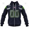 NFL Seattle Seahawks Custom Name Number Navy Home Jersey Zip Up Hoodie