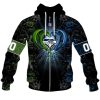 NFL Seattle Seahawks Custom Name Number Rose Dragon Zip Up Hoodie