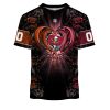 NFL Tampa Bay Buccaneers Custom Name Number Rose Dragon T-Shirt