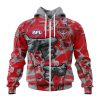 AFL Essendon Bombers Custom Name Number Camo Morden Art Style Zip Up Hoodie