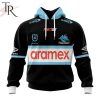 NRL Cronulla-Sutherland Sharks Custom Name Number 2024 Away Jersey Pullover Hoodie