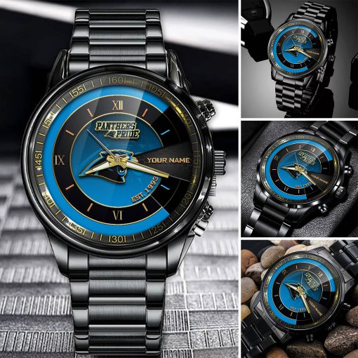 NFL Carolina Panthers Custom Name Fan Gifts Steel Watch